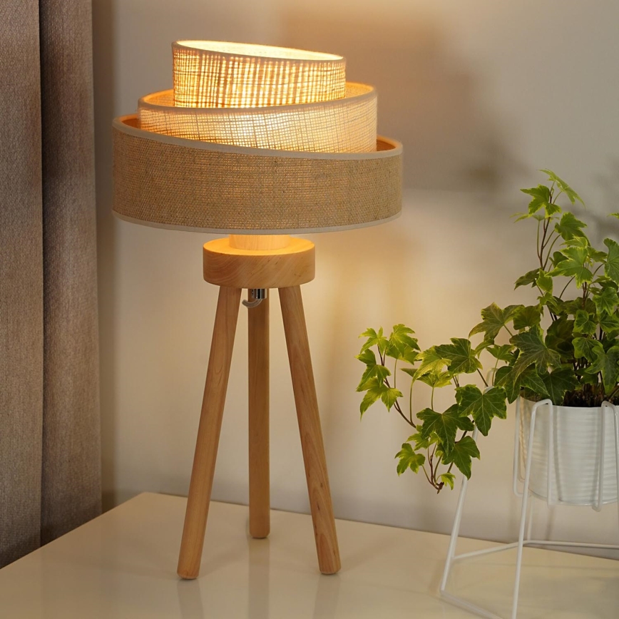 Duolla - Stolní lampa YUTE TRIO 1xE27/15W/230V pr. 25 cm hnědá/šedá/béžová