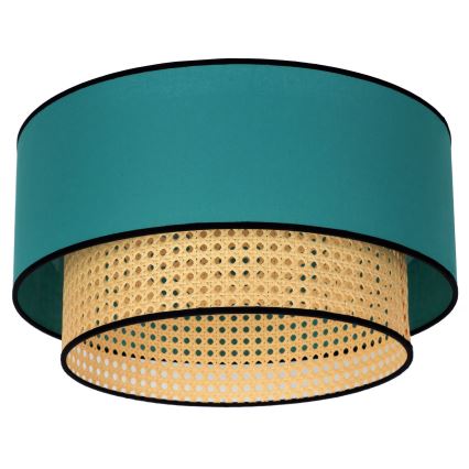 Duolla - Stropní svítidlo BOHO 1xE27/15W/230V pr. 45 cm tyrkysová/ratan