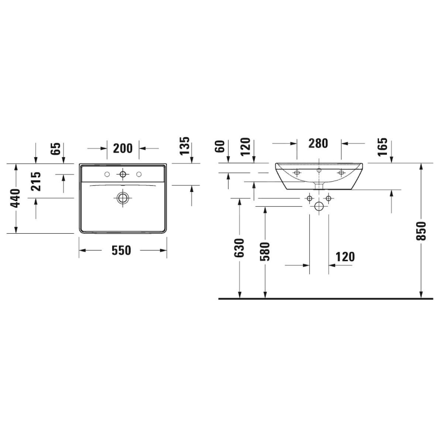 Duravit 2366550060 - Závěsné umyvadlo D-NEO 55x44 cm keramika/lesklá bílá