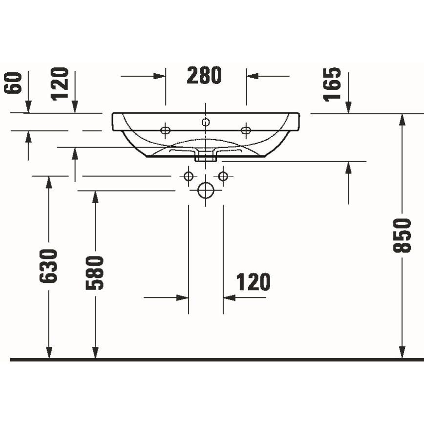 Duravit 23986500002 - Závěsné umyvadlo D-CODE 65x46 cm keramika/lesklá bílá
