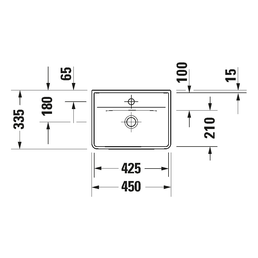 Duravit 738450041 - Závěsné umyvadlo D-NEO 45x33,5 cm keramika/lesklá bílá