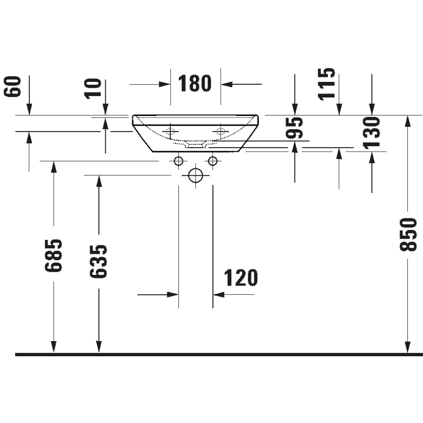 Duravit 738450041 - Závěsné umyvadlo D-NEO 45x33,5 cm keramika/lesklá bílá