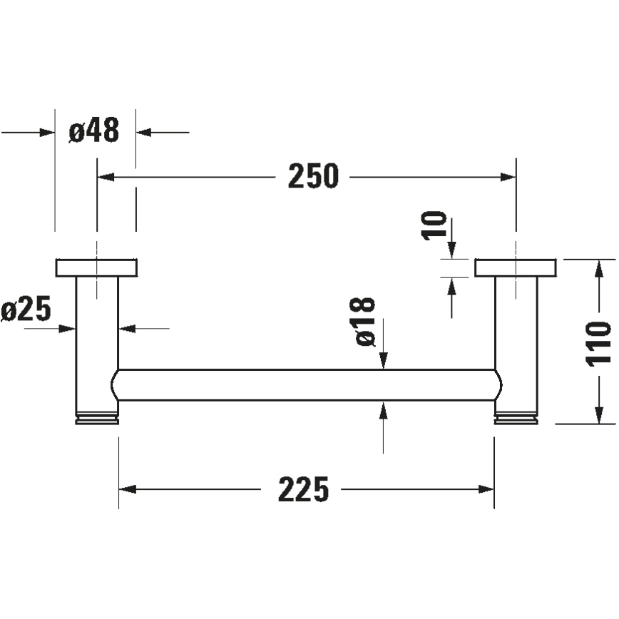 Duravit 99141000 - Vanový úchyt D-CODE 28,4 cm lesklý chrom