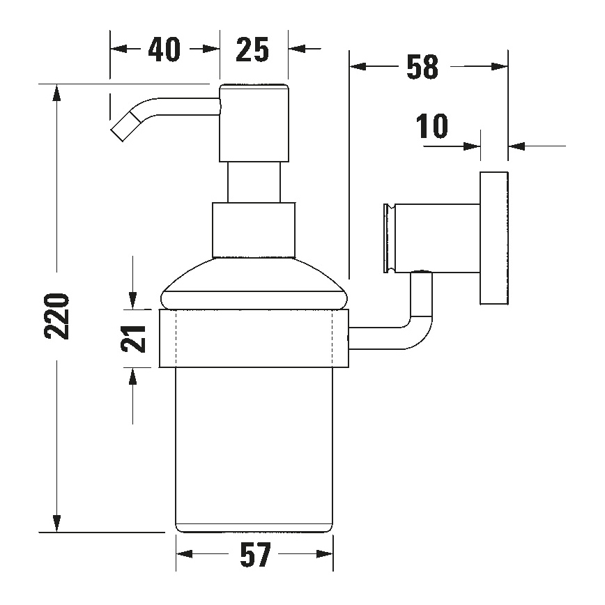 Duravit 99164600 - Nástěnný dávkovač mýdla D-CODE 390 ml mléčné sklo/matná černá