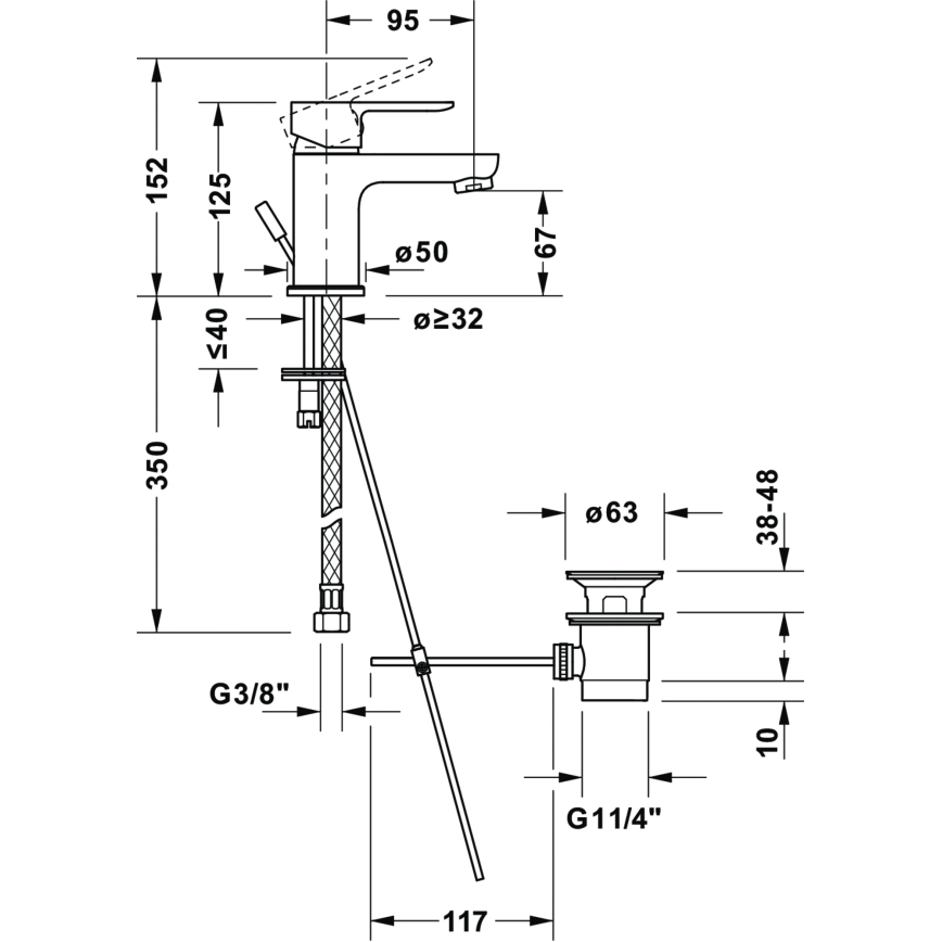 Duravit DC1013001046 - Umyvadlová baterie + výpusť D-CODE matná černá