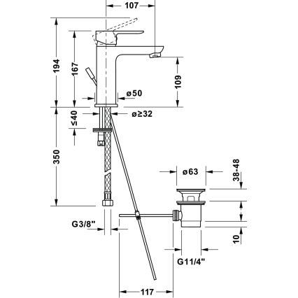 Duravit DC1023001046 - Umyvadlová baterie + výpusť D-CODE matná černá