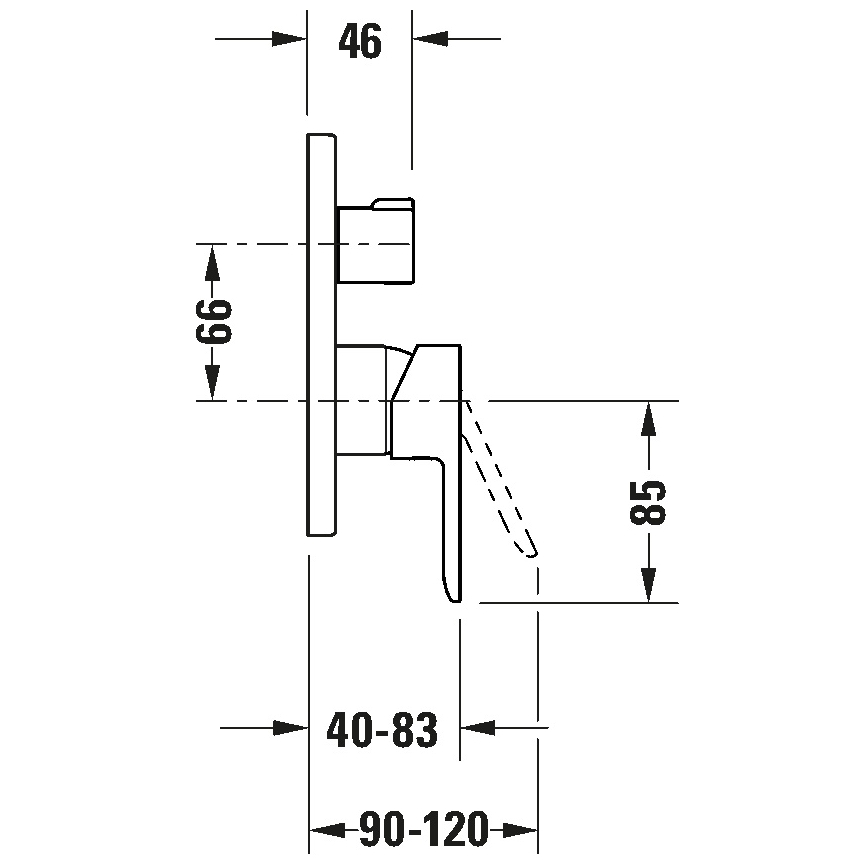 Duravit DC5210012046 - Vanová baterie pro podomítkovou instalaci D-CODE matná černá