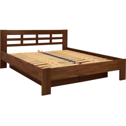 Dvoulůžková postel z masivu s úložným prostorem ANGELA 180x200 cm ořech tmavý