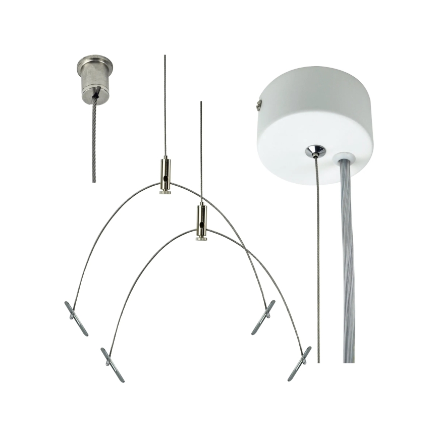 e2 elektro - Sada závěsných lanek 150 cm lesklý chrom