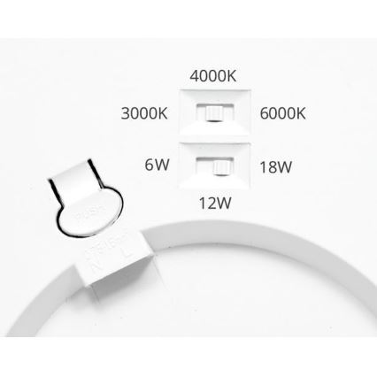 LED Stmívatelný panel LEXA LED/6/12/18W/230V 3000/4000/6000K pr. 22,5 cm bílá