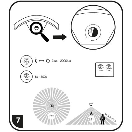 LED Venkovní nástěnné svítidlo se senzorem STYL LED/8W/230V IP44