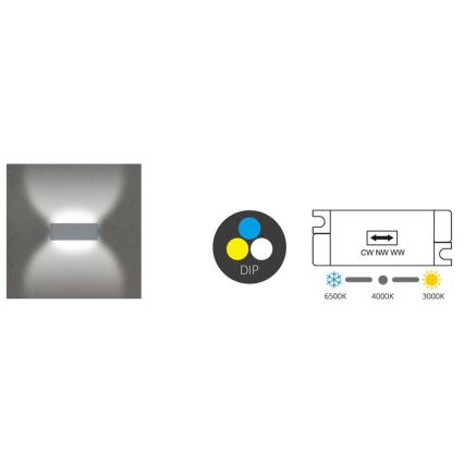 LED Venkovní nástěnné svítidlo BRICK 2xLED/6W/230V 3000/4000/6500K IP65 černá