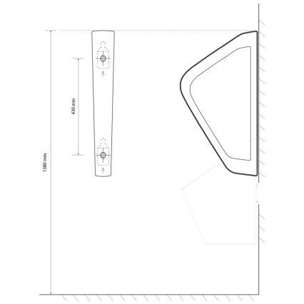 EcoStep 33001 - Pisoárová dělicí stěna 57,5x36 cm keramika/bílá