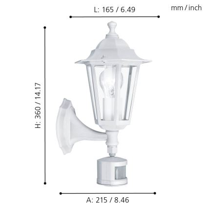 EGLO - Venkovní svítidlo s čidlem 1xE27/60W/230V