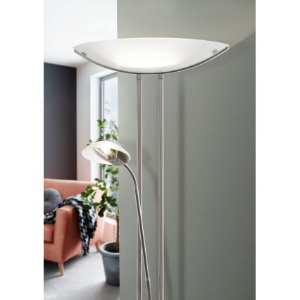 Eglo 25869 - Stmívatelná stojací lampa BAYA 1xR7s/230W/230V + 1xG9/33W matný chrom