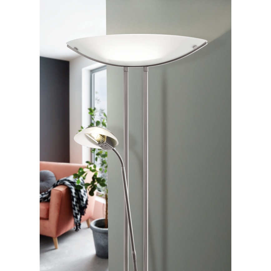 Eglo 25869 - Stmívatelná stojací lampa BAYA 1xR7s/230W/230V + 1xG9/33W matný chrom