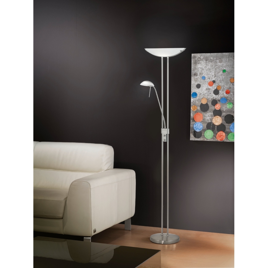 Eglo 25869 - Stmívatelná stojací lampa BAYA 1xR7s/230W/230V + 1xG9/33W matný chrom