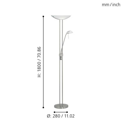 Eglo 25869 - Stmívatelná stojací lampa BAYA 1xR7s/230W/230V + 1xG9/33W matný chrom