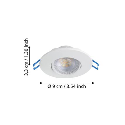Eglo - SADA 3xLED Podhledové svítidlo LED/4,9W/230V 2700/4000/6500K pr. 9 cm bílá