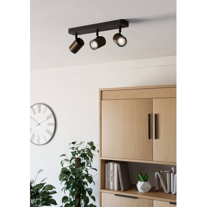 Eglo - Koupelnové bodové svítidlo 3xGU10/5W/230V IP44 černá/hnědá