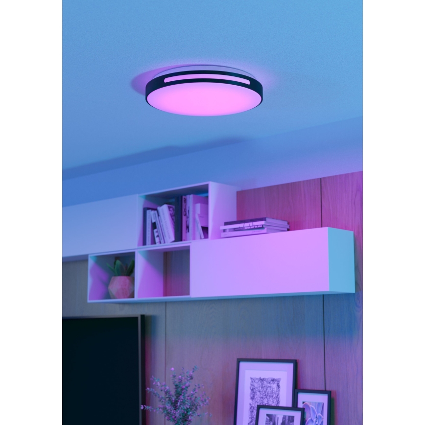 Eglo 300687 - LED RGBW Stmívatelné stropní svítidlo MONTEGRANARO-Z LED/18,5W/230V 2700-6500K pr. 39,4 cm černá + dálkové ovládání