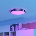 Eglo 300687 - LED RGBW Stmívatelné stropní svítidlo MONTEGRANARO-Z LED/18,5W/230V 2700-6500K pr. 39,4 cm černá + dálkové ovládání
