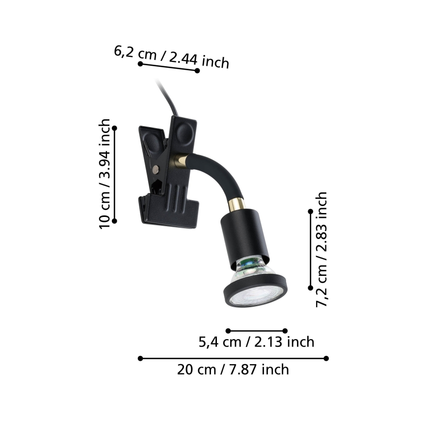 Eglo - LED Lampa s klipem 1xGU10/4,5W/230V černá