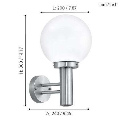 Eglo - Venkovní lampa E27/60W/230V IP44