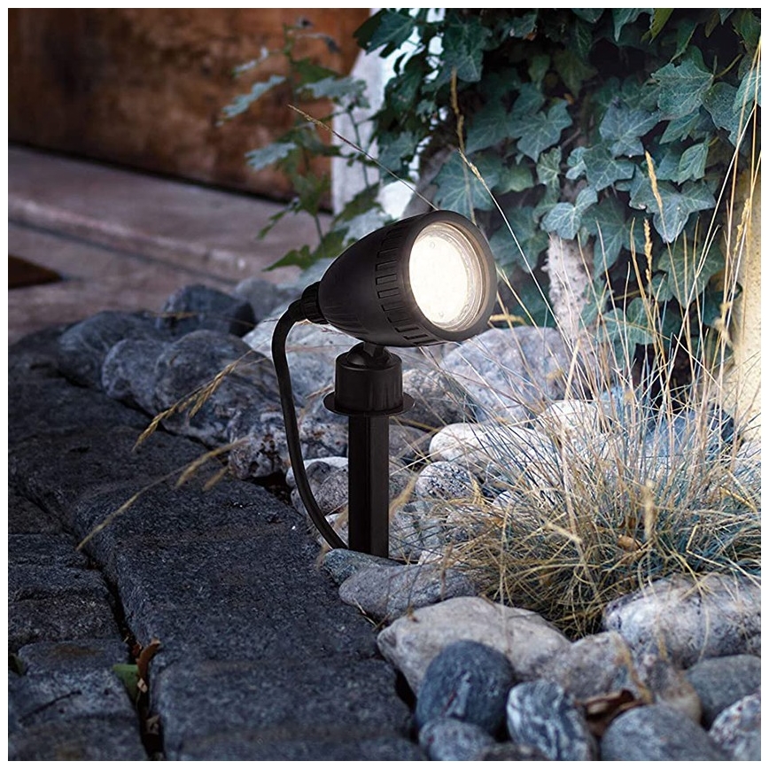 Eglo 31028 - SADA 3x LED RGBW Venkovní lampa NEMA-C 1xGU10/5W/230V 2700-6500K IP44 černá + dálkové ovládání