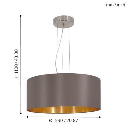 Eglo - Lustr na lanku 3xE27/60W/230V