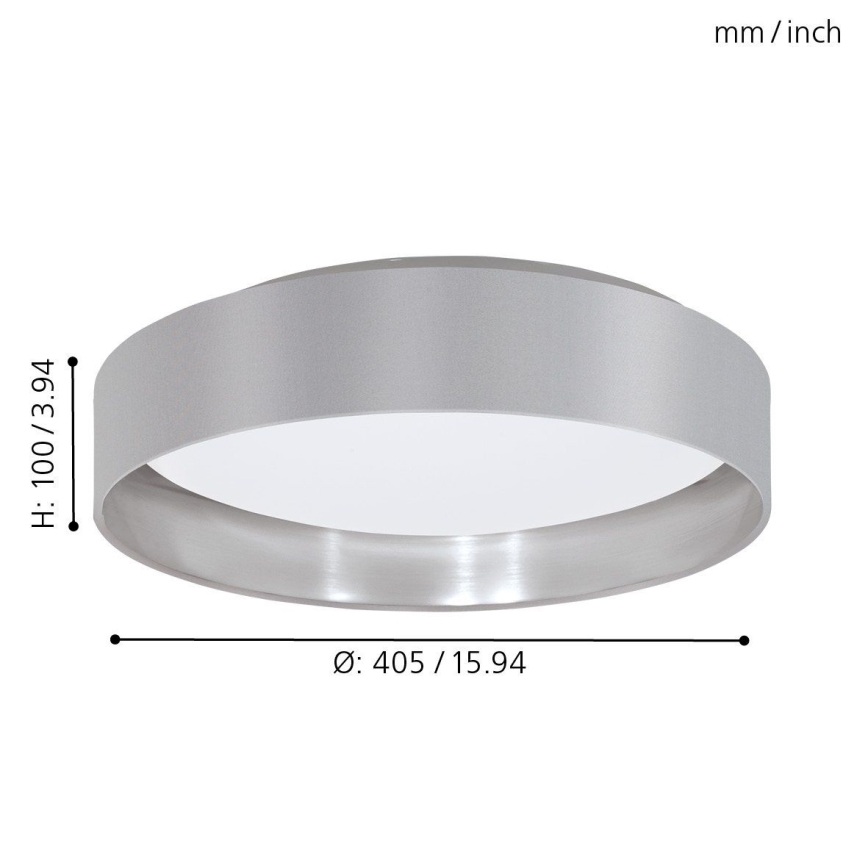 Eglo 31623 - LED Stropní svítidlo MASERLO LED/16W/230V 3000K pr. 40,5 cm šedá/stříbrná