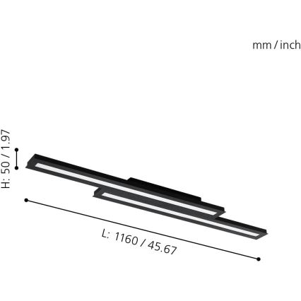 Eglo 31715 - LED RGBW Stmívatelné stropní svítidlo SALITERAS-Z LED/20,4W/230V 2700-6500K černá