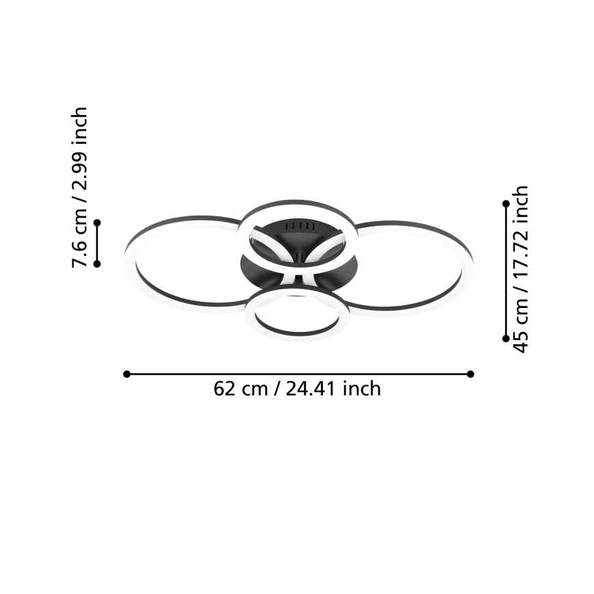 Eglo 31769 - LED Stmívatelné stropní svítidlo PARRAPOS-Z LED/41W/230V 3000-6500K černá
