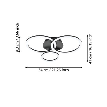 Eglo 31771 - LED Stmívatelné stropní svítidlo PARRAPOS-Z LED/33W/230V 3000-6500K černá