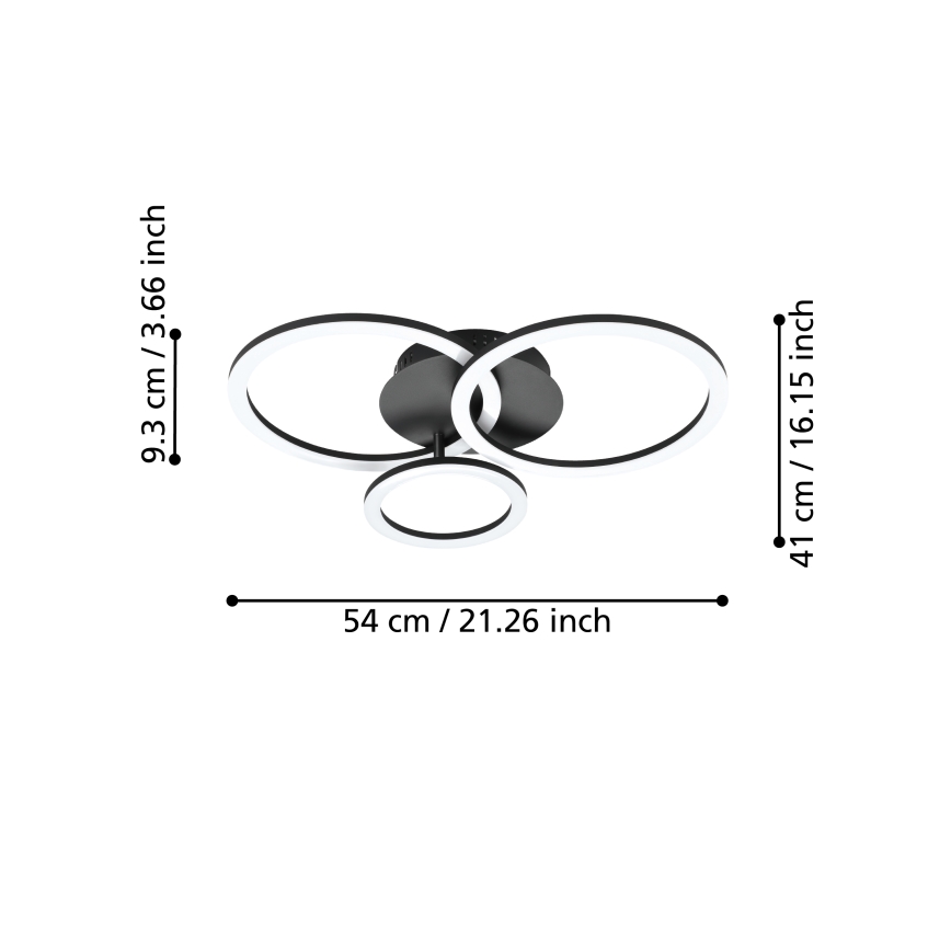 Eglo 31771 - LED Stmívatelné stropní svítidlo PARRAPOS-Z LED/33W/230V 3000-6500K černá