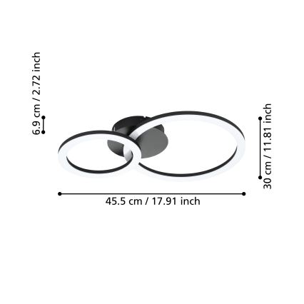 Eglo 31772 - LED Stmívatelné stropní svítidlo PARRAPOS-Z LED/15W/230V 3000-6500K černá