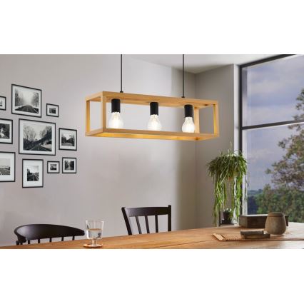Eglo 32144 - Lustr na lanku BLACKCROWN 3xE27/40W/230V hnědá