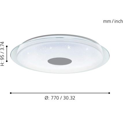 Eglo 32344 - LED RGBW Stmívatelné stropní svítidlo LANCIANO-C LED/53W/230V 2700-6500K + dálkové ovládání