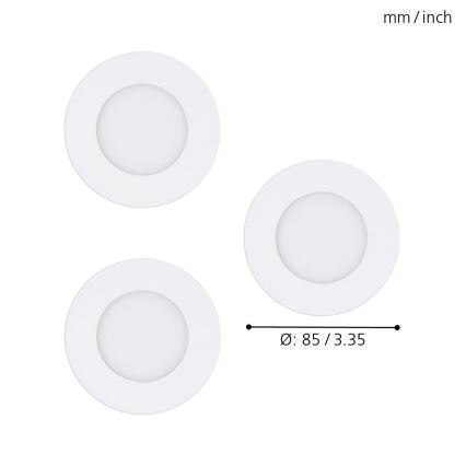 Eglo - SADA 3x LED RGB Stmívatelné podhledové svítidlo FUEVA-C LED/3W/230V pr. 8,5 cm