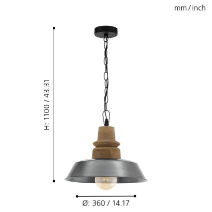 Eglo 33024 - Lustr na řetězu RIDDLECOMBE 1xE27/60W/230V