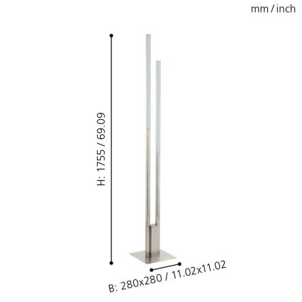 Eglo 33323 - LED RGBW Stmívatelná stojací lampa FRAIOLI-C 2xLED/17W/230V 2700-6500K matný chrom