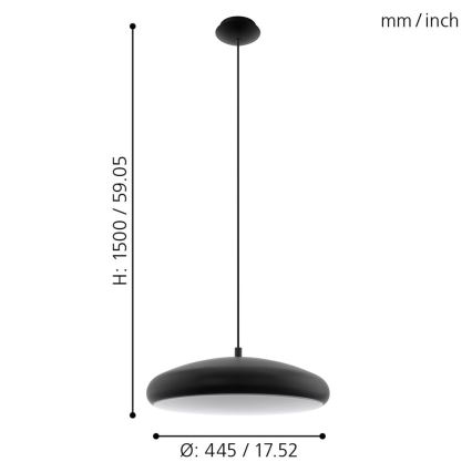 Eglo 33328 - LED RGBW Stmívatelný lustr na lanku RIODEVA-C LED/27W/230V 2700-6500K černá