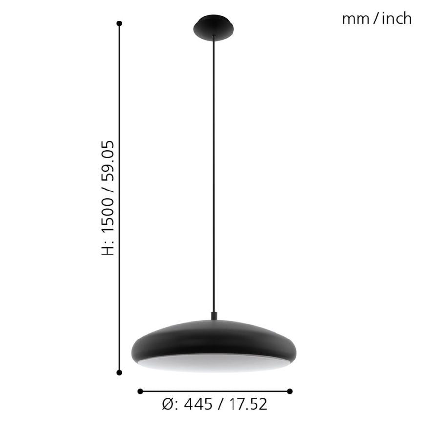 Eglo 33328 - LED RGBW Stmívatelný lustr na lanku RIODEVA-C LED/27W/230V 2700-6500K černá