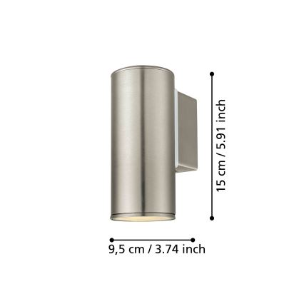 Eglo 33581 - LED RGBW Stmívatelné venkovní nástěnné svítidlo RIGA 1xGU10/5W/230V 2700-6500K IP44 matný chrom