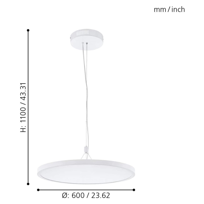 Eglo 33676 - LED RGBW Stmívatelný lustr na lanku CERIGNOLA-C LED/32W/230V 2700-6500K bílá + dálkové ovládání