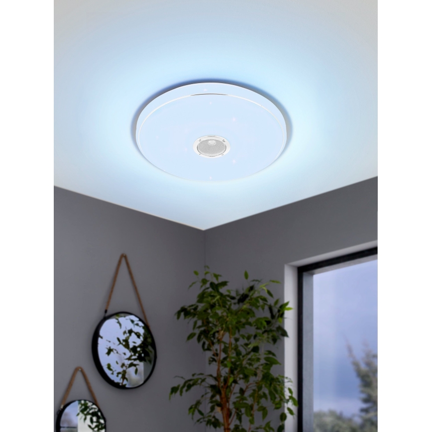 Eglo - LED RGBW Stmívatelné koupelnové stropní svítidlo s reproduktorem LED/19W/230V 3000-6500K IP44 pr. 39 cm bílá + dálkové ovládání