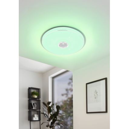 Eglo - LED RGBW Stmívatelné koupelnové stropní svítidlo s reproduktorem LED/19W/230V 3000-6500K IP44 pr. 39 cm bílá + dálkové ovládání