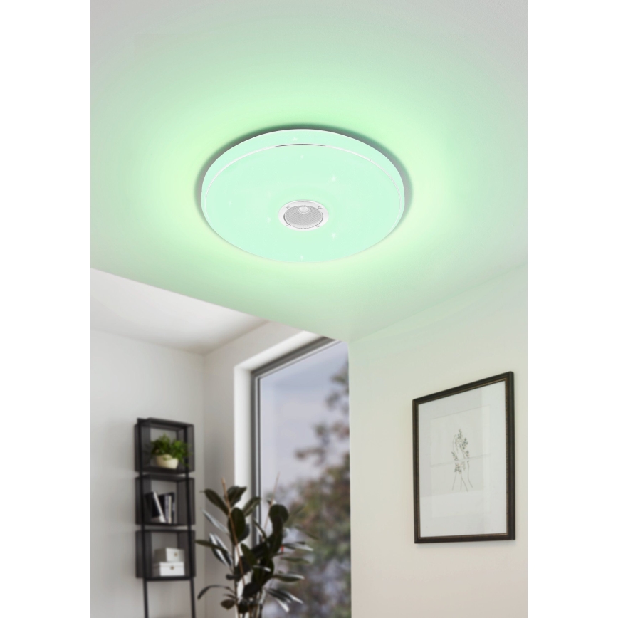 Eglo - LED RGBW Stmívatelné koupelnové stropní svítidlo s reproduktorem LED/19W/230V 3000-6500K IP44 pr. 39 cm bílá + dálkové ovládání