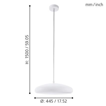 Eglo 33765 - LED RGBW Stmívatelný lustr na lanku RIODEVA-C LED/27W/230V 2700-6500K bílá