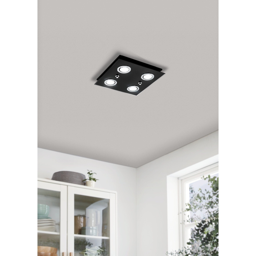 Eglo - LED Stropní svítidlo 4xGU10/2,8W/230V 3000K černá